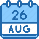 calendar, august, twenty, six, date, monthly, time, month, schedule