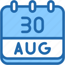 calendar, august, thirty, date, monthly, time, and, month, schedule