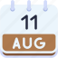 calendar, august, eleven, date, monthly, time, and, month, schedule 