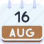 calendar, august, sixteen, date, monthly, time, and, month, schedule 
