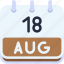 calendar, august, eighteen, date, monthly, time, and, month, schedule 