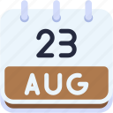calendar, august, twenty, three, date, monthly, time, month, schedule