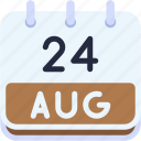 calendar, august, twenty, four, date, monthly, time, month, schedule