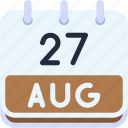 calendar, august, twenty, seven, date, monthly, time, month, schedule