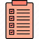 check, list, checklist, clipboard, todo, survey, tasks, checkmark, document, icon