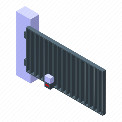 Automatic, gate, building, isometric icon - Download on Iconfinder