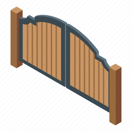 Automatic, wood, gate, isometric icon - Download on Iconfinder