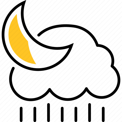 Cloudy, moon, rain, overcast, weather icon - Download on Iconfinder