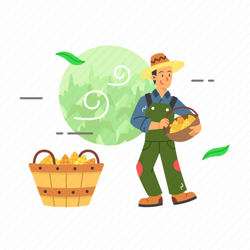 Harvesting, corn, maize, farm, autumn, fall illustration - Download on Iconfinder