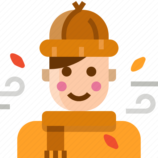 Autumn, boy, cold, fall, leafs, man, wind icon - Download on Iconfinder