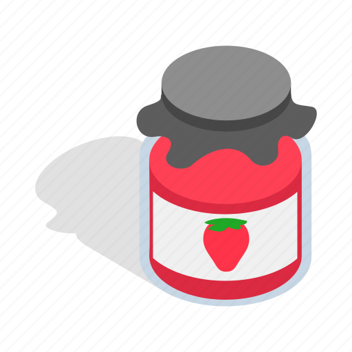 Bank, illustration, isometric, jam, jelly, strawberry, sweet icon - Download on Iconfinder
