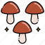 three, mushrooms, vegetable, fungi 