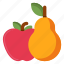 pear, an apple, fruit 