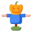 scarecrow, hat, cloth, pumpkin, halloween 