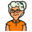 avatar, woman, old, glasses, profile, grandmother, user 
