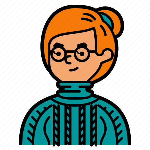 Sweater, profile, woman, people, avatar, glasses, user icon - Download on Iconfinder