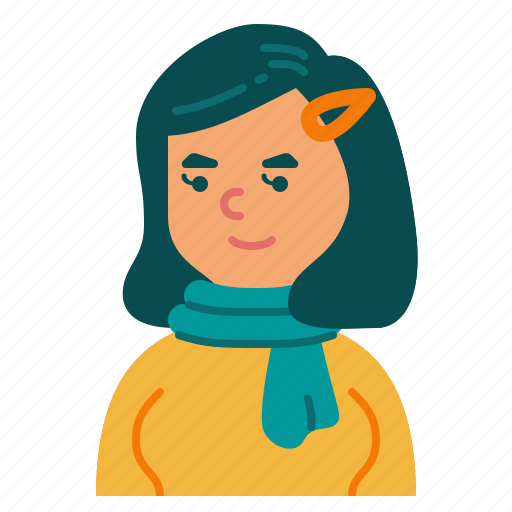 User, scarf, woman, profile, people, avatar, hairpin icon - Download on Iconfinder