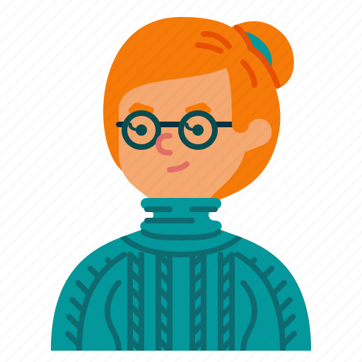 User, glasses, woman, profile, people, avatar, sweater icon - Download on Iconfinder