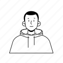 boy, wearing, hoodie, avatar, face, illustration, human, character, user, vector, head, portrait, icon
