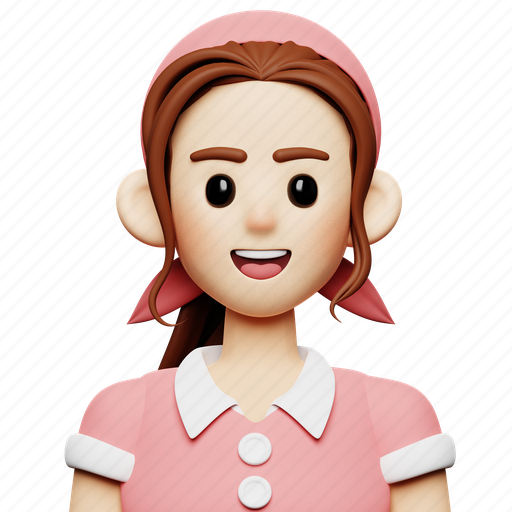 Woman, maid, girl, avatar, female, beauty, babysitter 3D illustration - Download on Iconfinder