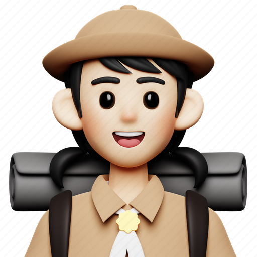 Scout, girl, people, person, avatar, man, camping 3D illustration - Download on Iconfinder