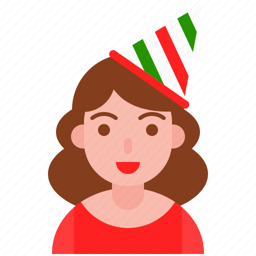 Avatar, christmas, cute, party hat, woman icon - Download on Iconfinder