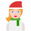 christmas, holiday, santa hat, winter, woman 