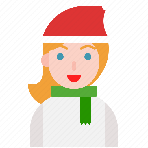 Christmas, holiday, santa hat, winter, woman icon - Download on Iconfinder