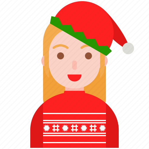Christmas, elf, girl, hat, party, sweater icon - Download on Iconfinder