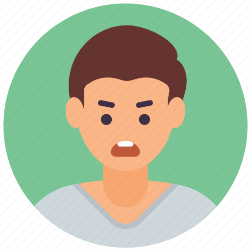 Angry boy, annoyed, furious guy, irritated boy, male avatar icon - Download on Iconfinder