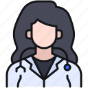 avatar, doctor, girl, profession, stethoscope