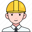 engineering, man, labor, avatar, user, preson, necktie, safety, helmet