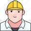 engineering, man, boy, avatar, user, preson, labor, safety, helmet 