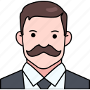 gentleman, business, big, man, boy, avatar, user, preson, mustache
