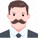 gentleman, business, big, man, boy, avatar, user, person, mustache