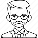 gentleman, business, man, boy, avatar, user, person, people, mustache