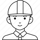 engineering, man, labor, avatar, user, person, necktie, safety, helmet