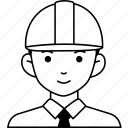 engineering, man, labor, avatar, user, person, necktie, safety, helmet