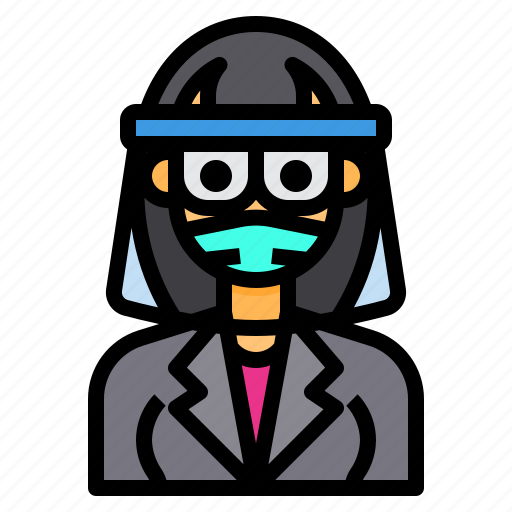 Avatar, bangs, business, glasses, mask, woman, women icon - Download on Iconfinder