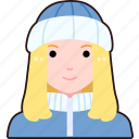 woman, girl, avatar, user, person, coat, winter, hat, cute