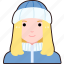 woman, girl, avatar, user, person, coat, winter, hat, cute 