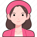 kawaii, woman, girl, avatar, user, person, pink, suit, hat