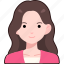 woman, girl, avatar, user, person, long, hair, pink, clothing 