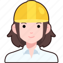 engineering, woman, girl, avatar, user, person, labor, safety, helmet