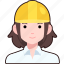 engineering, woman, girl, avatar, user, person, labor, safety, helmet 
