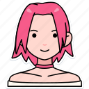 woman, girl, avatar, user, person, people, pink, short, hair