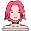 woman, girl, avatar, user, person, people, pink, short, hair 