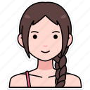 avatar, user, woman, girl, person, people, cute, pigtail, hair