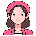 kawaii, woman, girl, avatar, user, person, pink, suit, hat