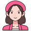 kawaii, woman, girl, avatar, user, person, pink, suit, hat 